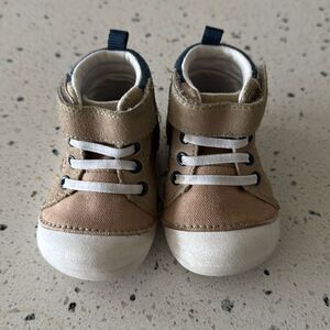 Stride Rite Danny Boy’s Ankle Booties Leather Textile Light Tan Shoes Baby 3.5M